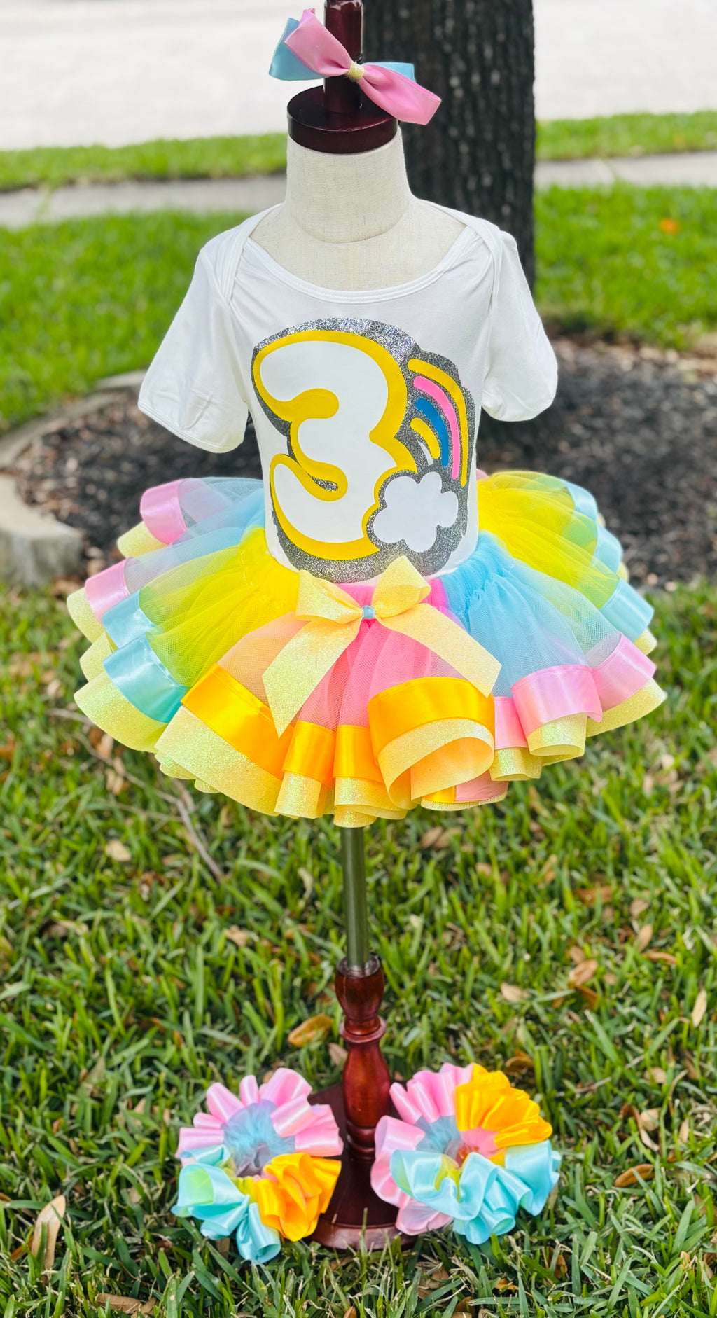 Little Girls Rainbow Tutu Set