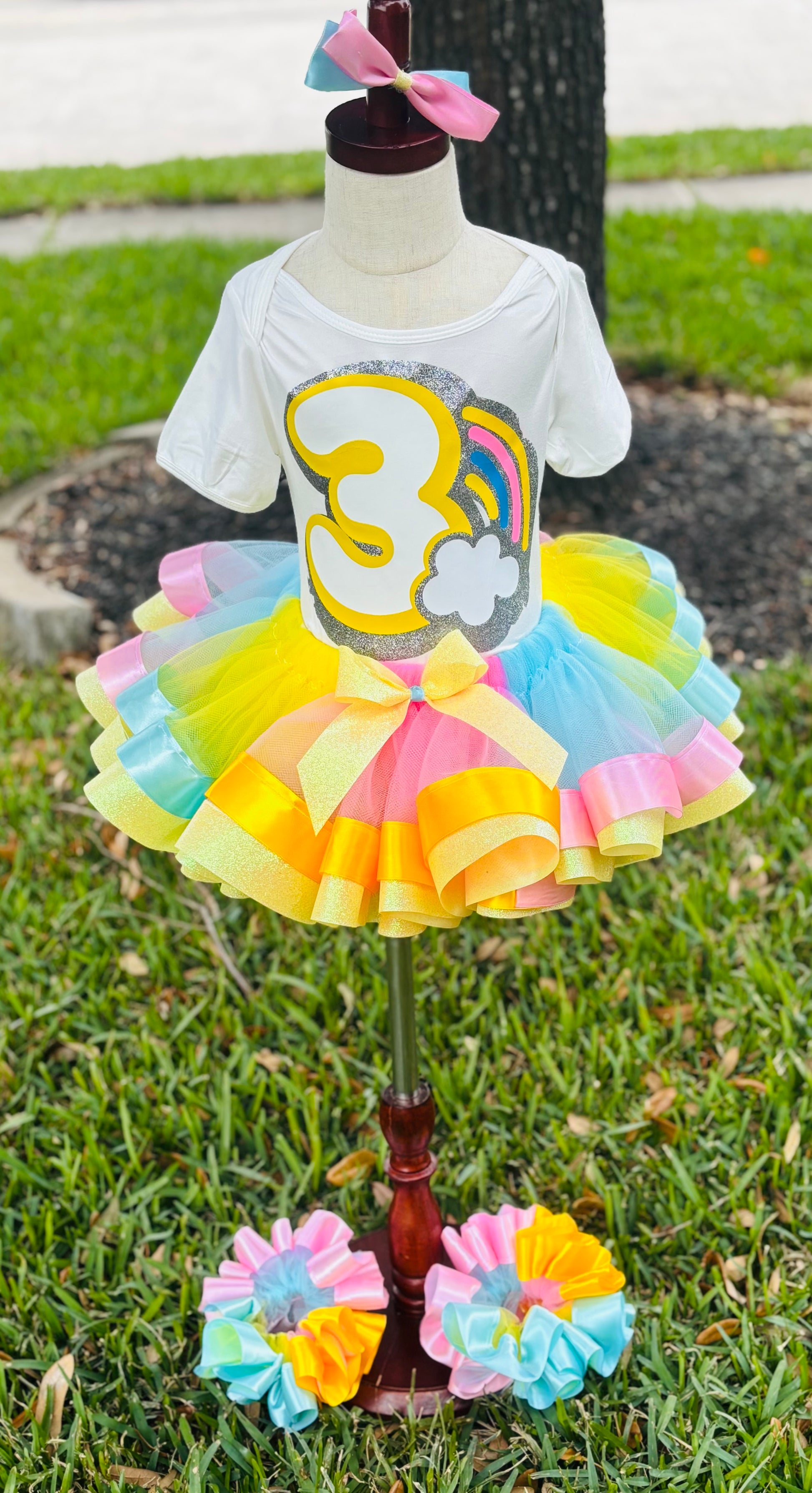 Little Girls Rainbow Tutu Set
