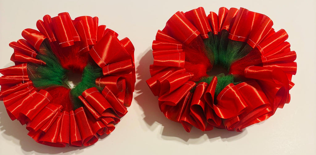 Red And Green Multicolored Ruffled Tutu Socks