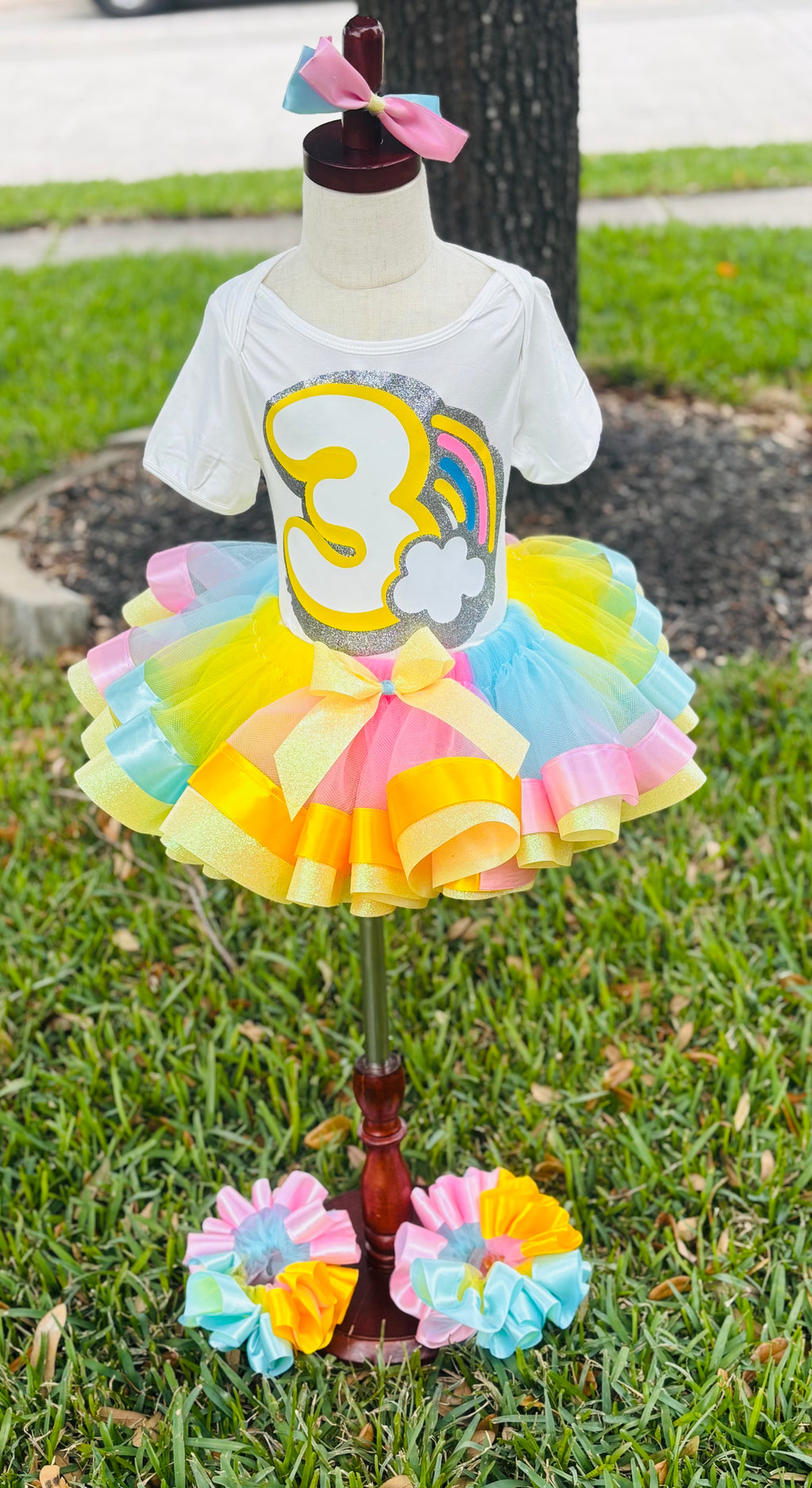 Little Girls Rainbow Tutu Set