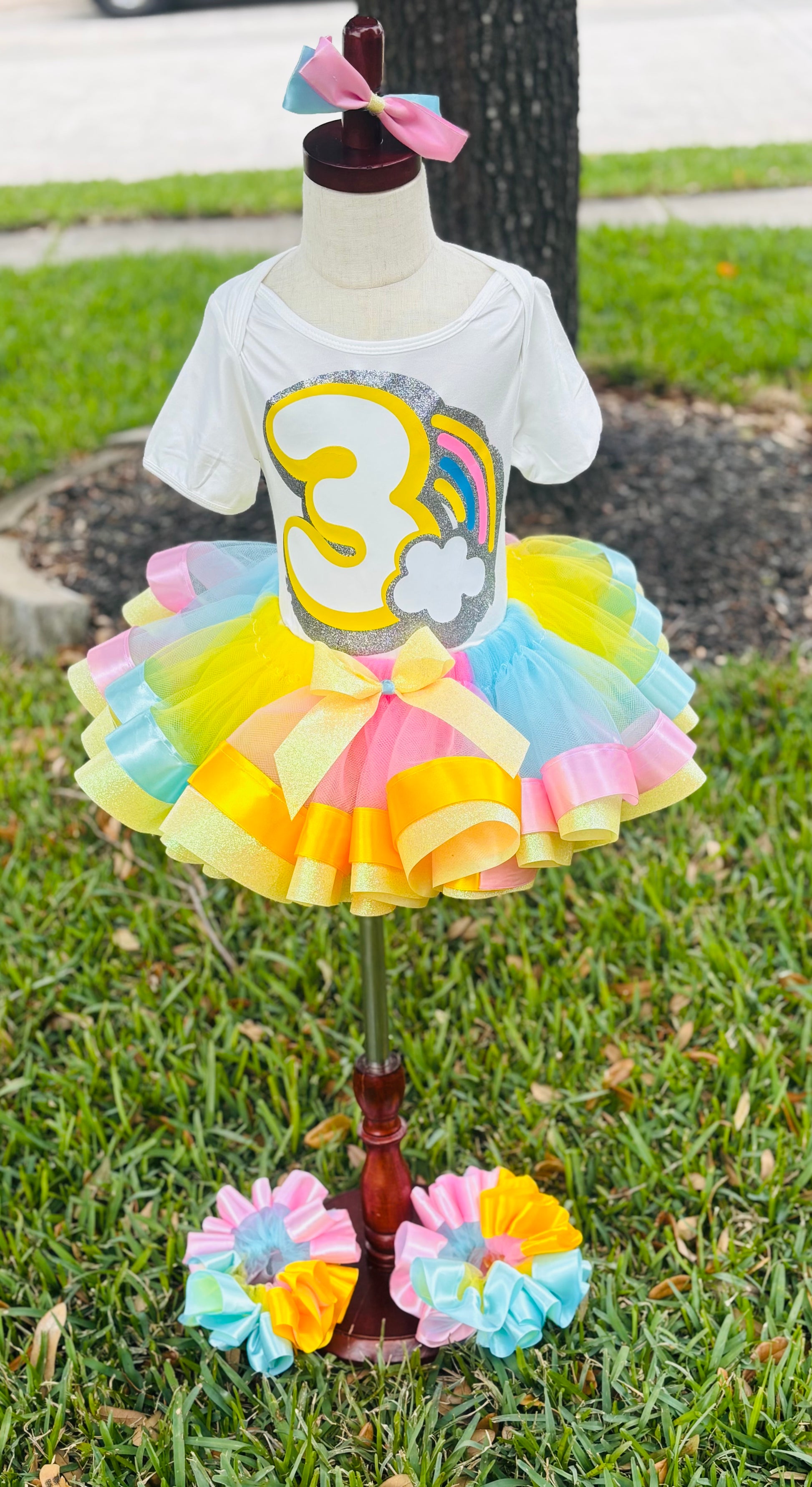 Little Girls Rainbow Tutu Set